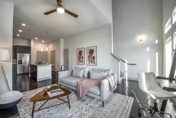 living room at Alexan Flower Mound Apartments