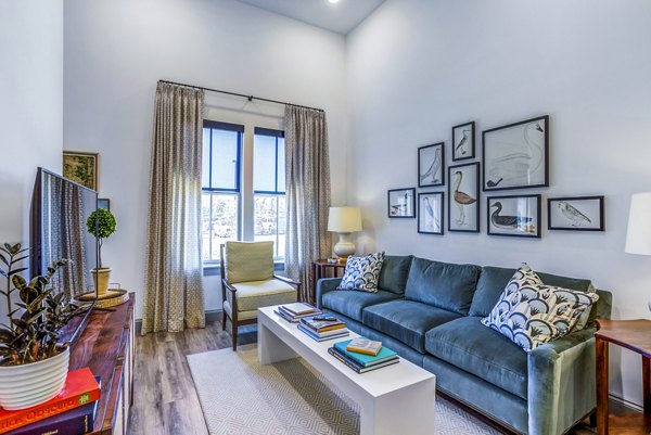 Living room with modern decor and natural light at Town Center at Berry Farms Apartments