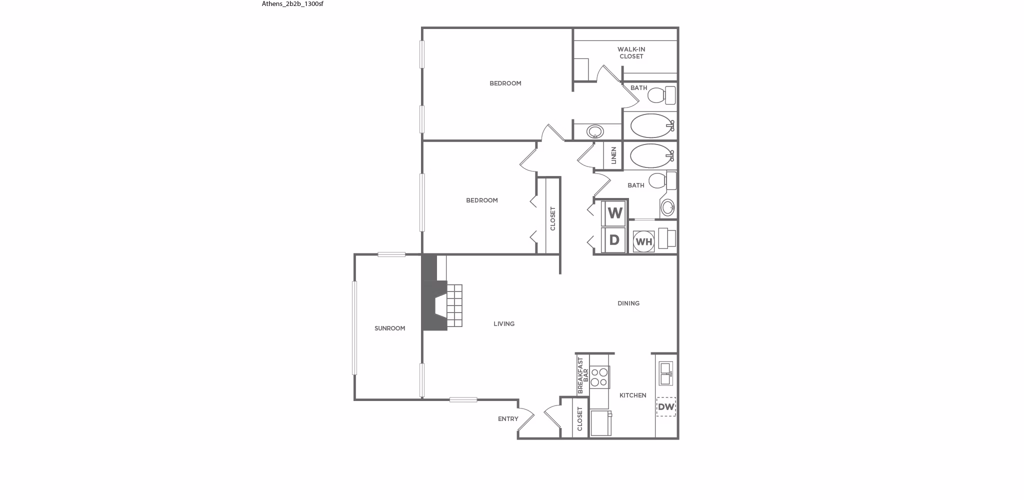Two Bedroom Two Bath 1300 SF767428 floor plan at Avana Court Apartments