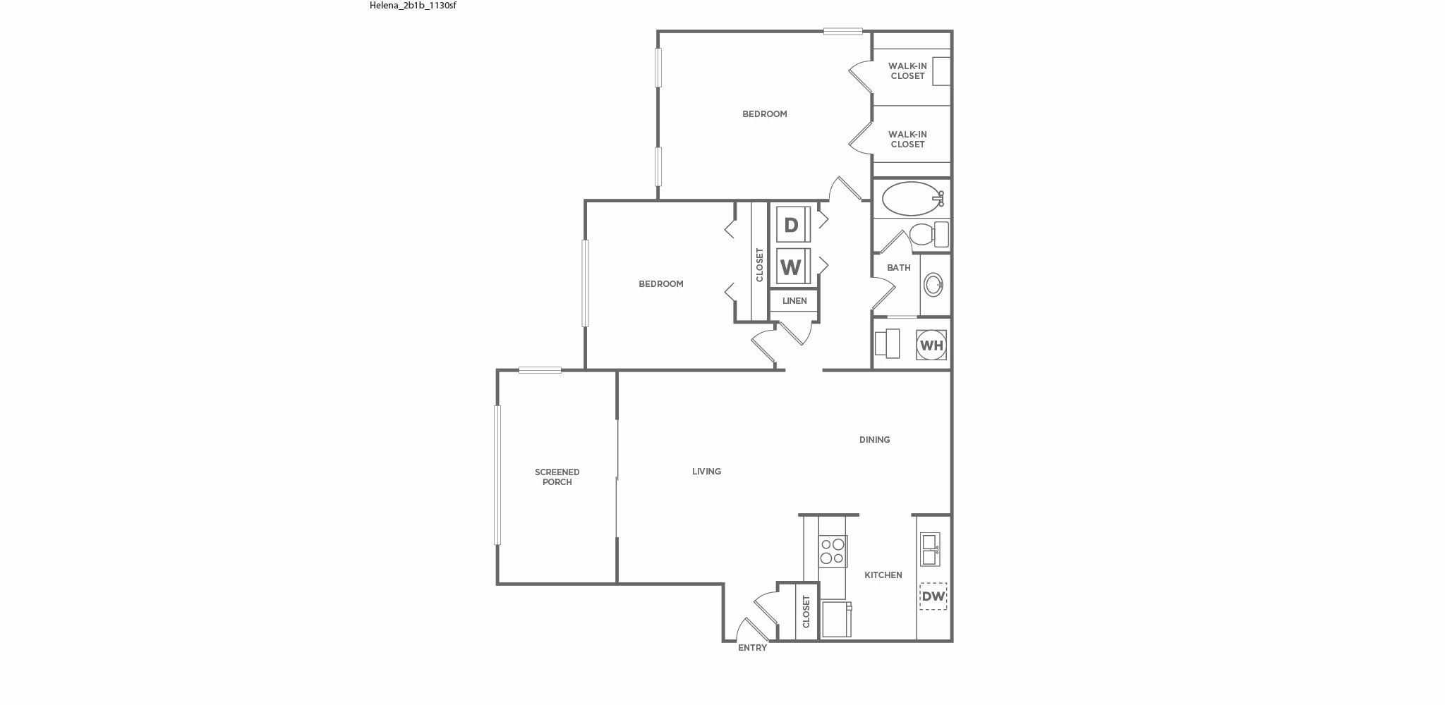 Two Bedroom One Bath 1130 SF767404 floor plan at  Avana Court Apartments