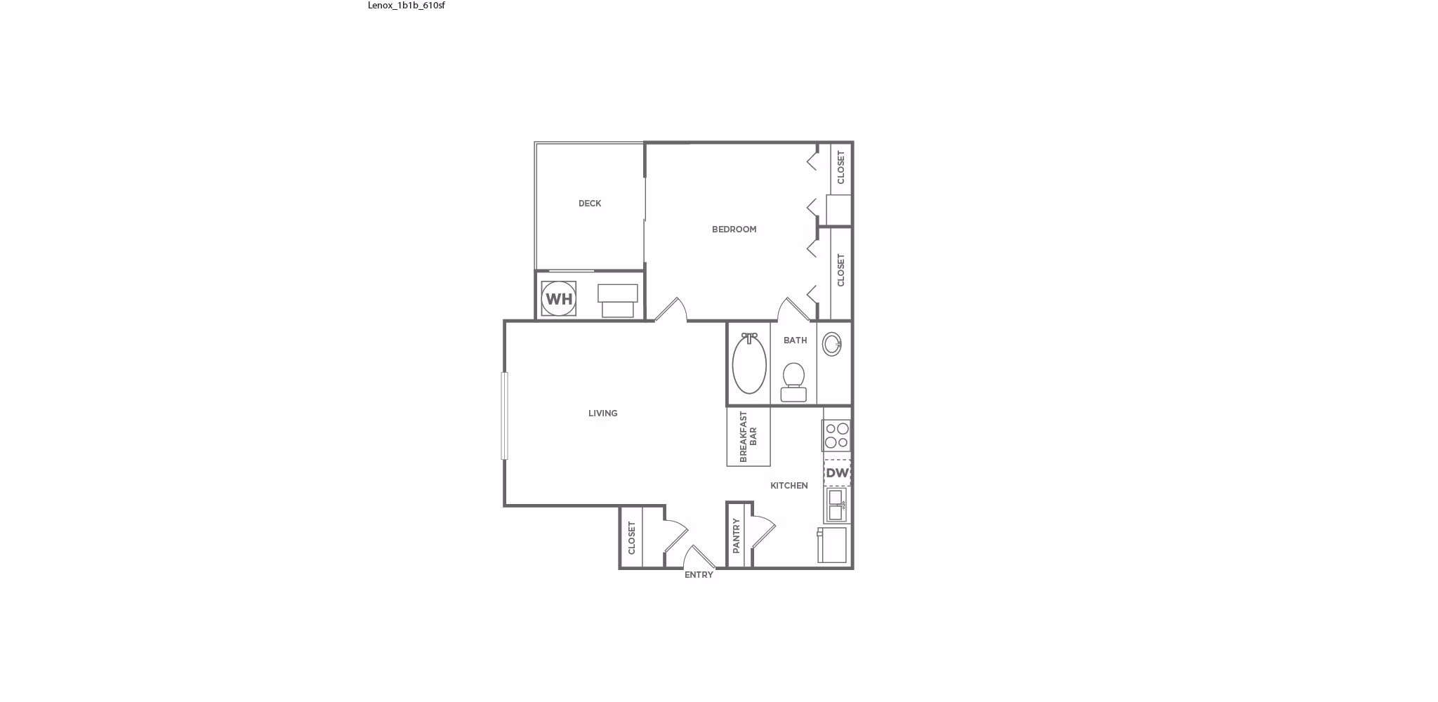 One Bedroom One Bath 610 SF767392 floor plan at Avana Court Apartments
