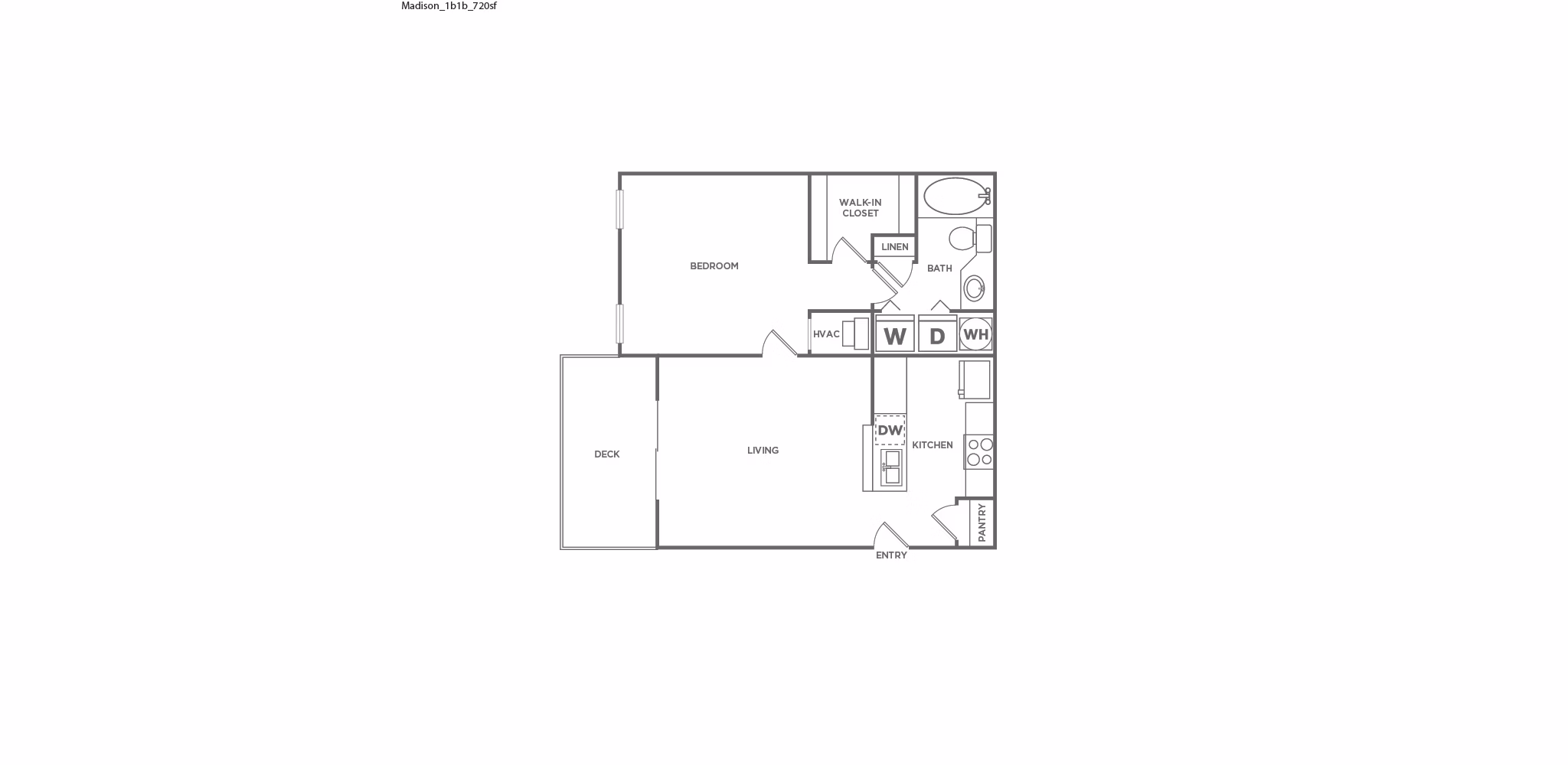 One Bedroom One Bath 720 SF767398 floor plan at Avana Court Apartments