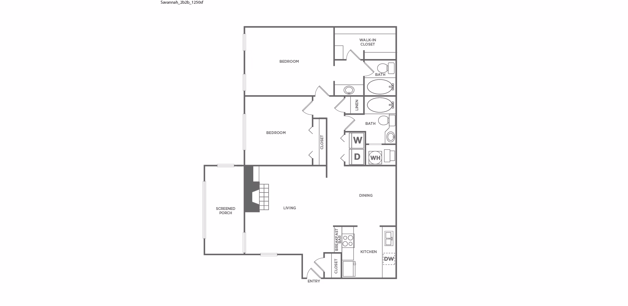 Two Bedroom Two Bath 1250 SF767416 floor plan at Avana Court Apartments