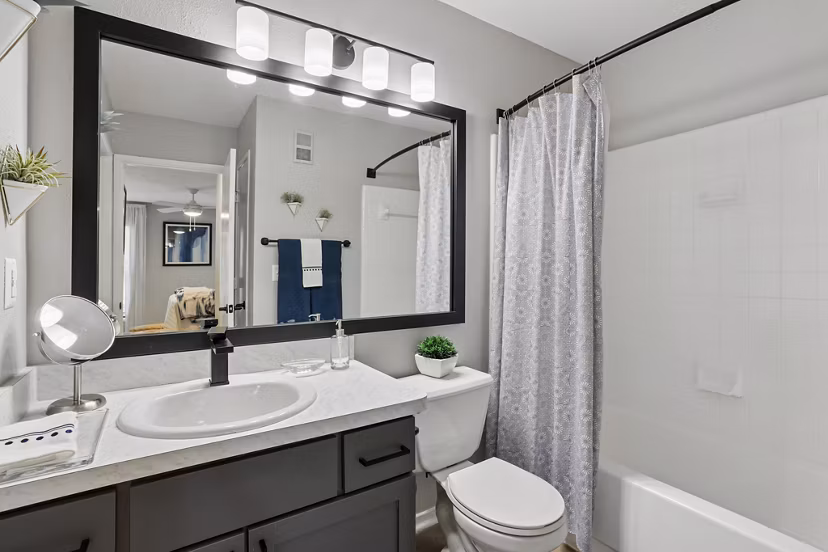 Modern bathroom with sleek fixtures at Avana Court Apartments luxury living space