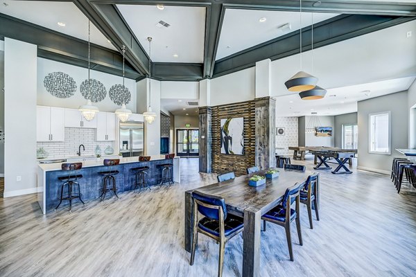 Modern kitchen in the clubhouse at The Fletcher Southlands Apartments