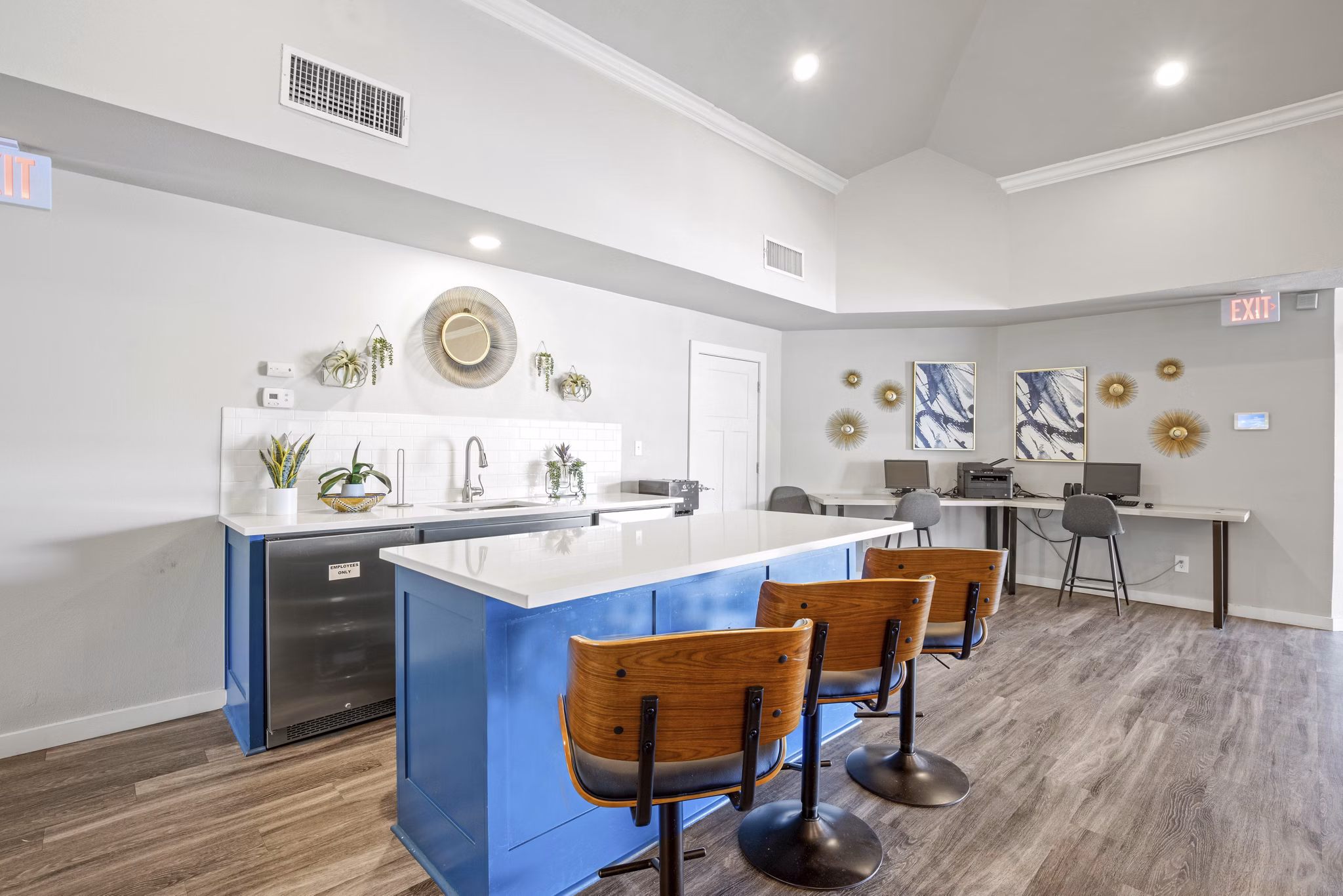 Elegant clubhouse featuring modern seating and expansive windows at Eagle Point Apartments