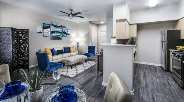Dining room with modern decor at Laguna at Arrowhead Ranch Apartments