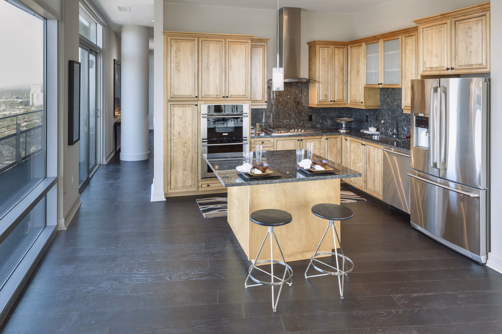 Stylish kitchen with modern appliances at 2929 Weslayan Apartments