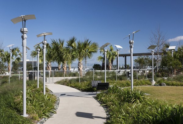 Elegant outdoor patio area at 2929 Weslayan Apartments offering luxury city living amenities