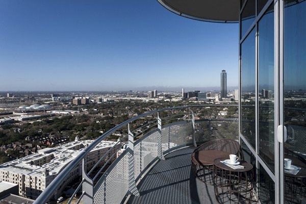 Elegant patio area with comfortable seating at 2929 Weslayan Apartments, offering luxury living in urban Houston