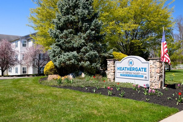 HeatherGate at Oxford Valley: Elegant signage at luxury apartments in a serene setting