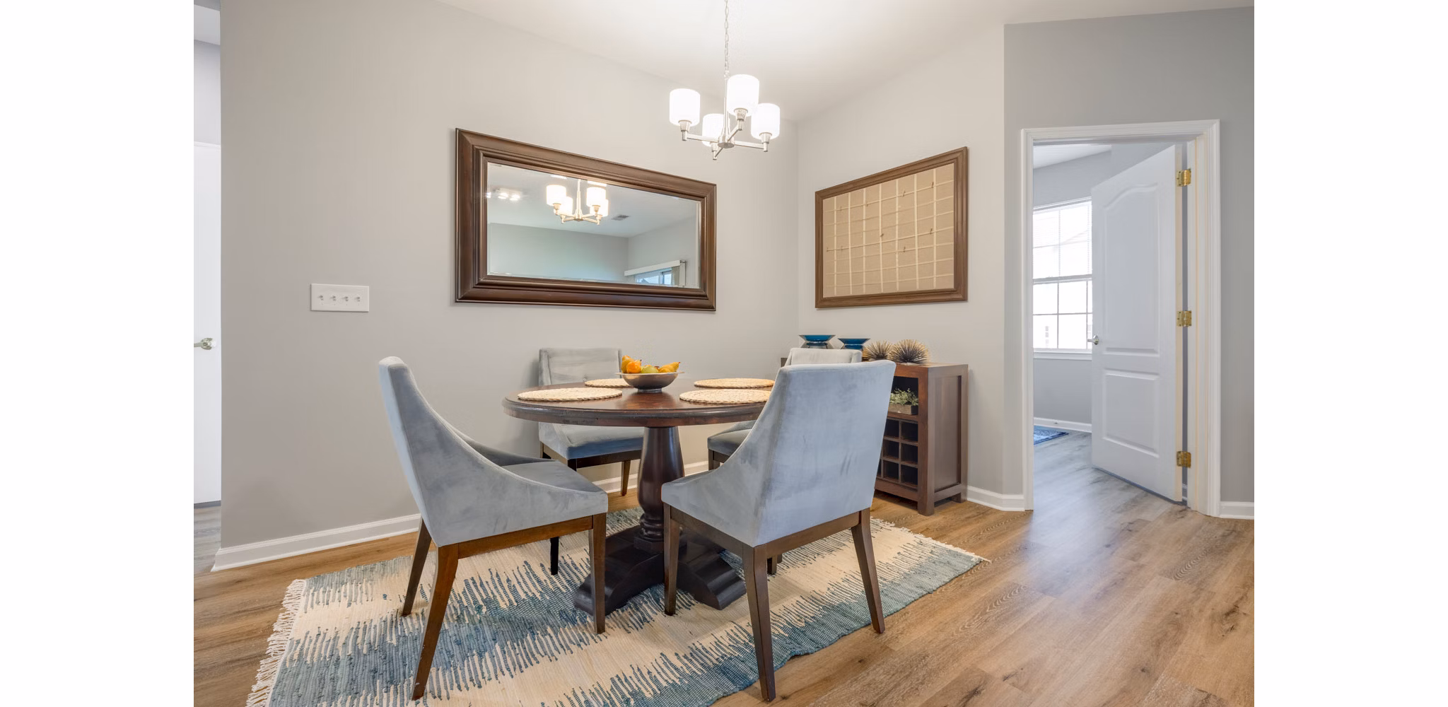 Stylish dining area with modern decor at HeatherGate at Oxford Valley Apartments, offering a luxurious living experience