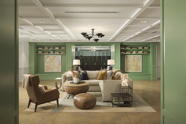 Clubhouse featuring modern amenities at The Tyler Apartments: luxury community space for residents