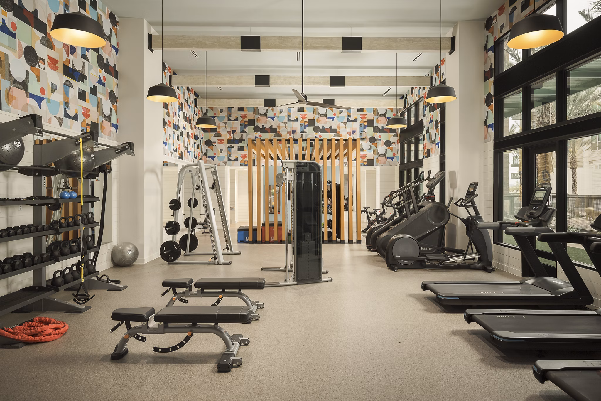 State-of-the-art fitness center with modern equipment at The Tyler Apartments