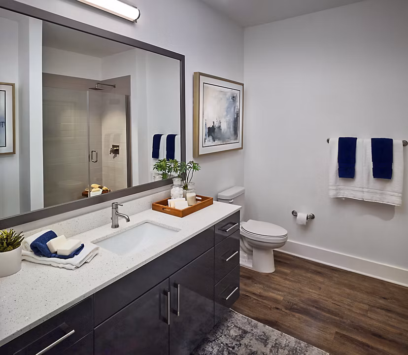 Modern bathroom featuring sleek fixtures at Generation Atlanta Apartments