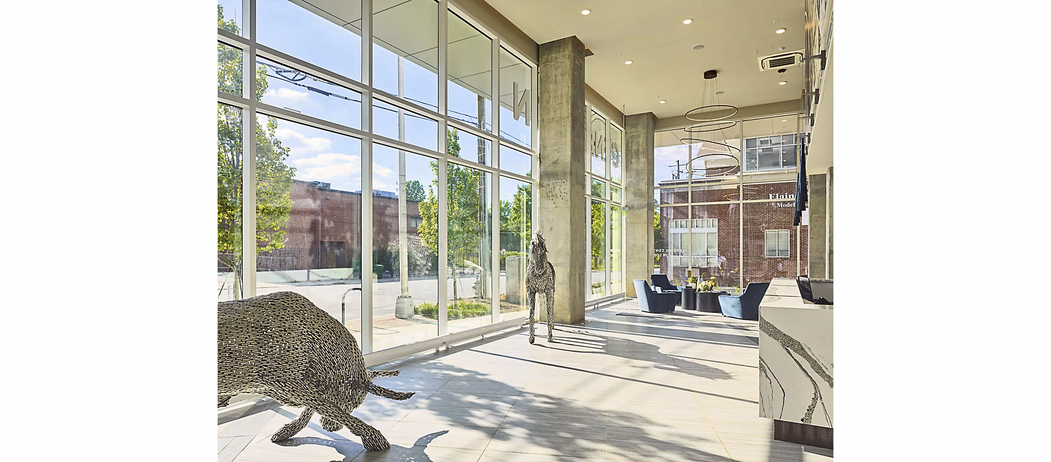 Stylish clubhouse featuring modern seating and decor at Generation Atlanta Apartments