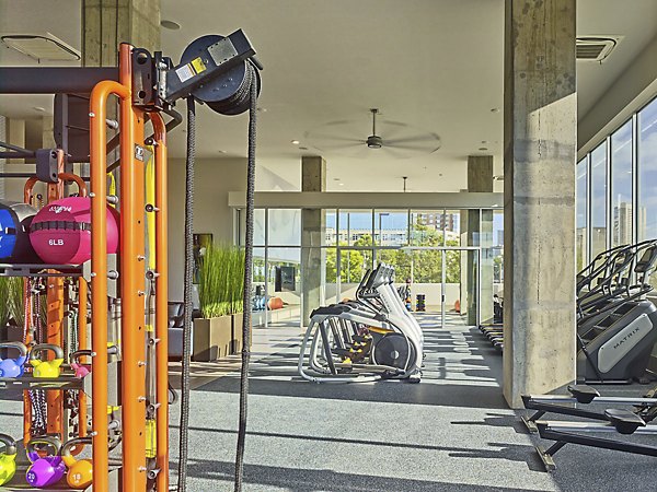 Modern fitness center with state-of-the-art equipment at Generation Atlanta Apartments