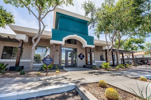 Clubhouse and leasing office featuring modern design at Morada Sky Apartments