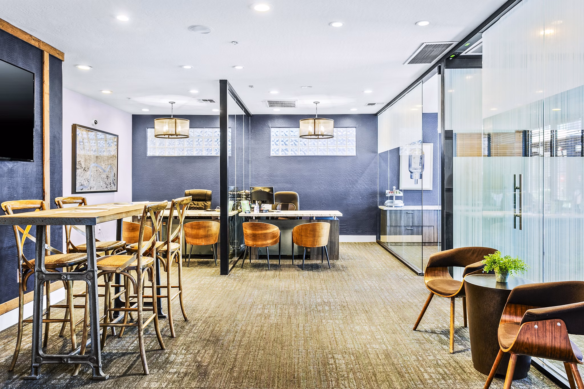 Stylish clubhouse with modern decor at The Urban Apartments