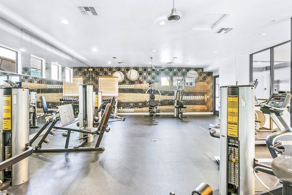 Fitness center with modern equipment at The Urban Apartments