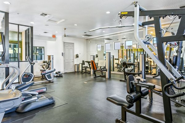 State-of-the-art fitness center with modern equipment at The Urban Apartments