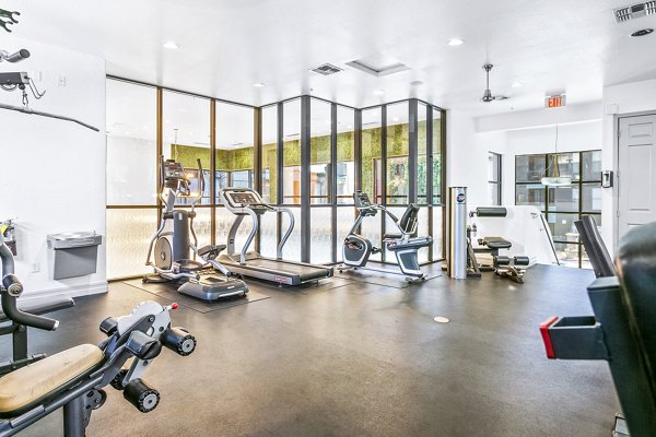 State-of-the-art fitness center with modern equipment at The Urban Apartments