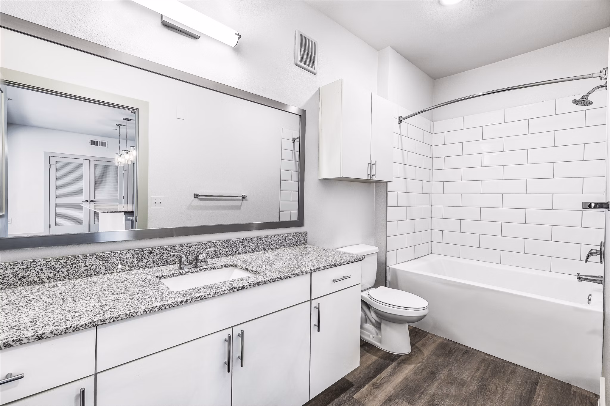Modern bathroom with sleek fixtures at Nexus at Goodnight Ranch Apartments