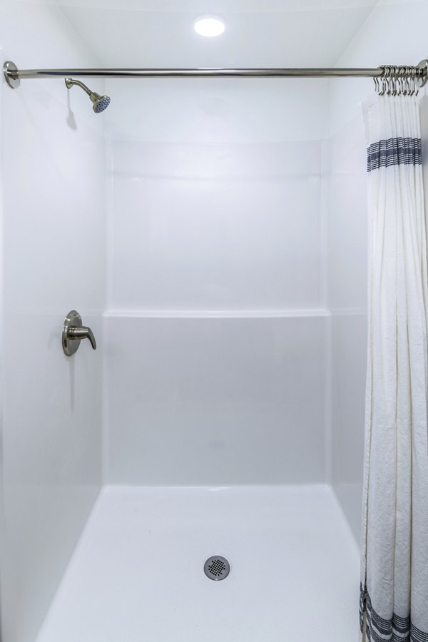 Modern bathroom with sleek fixtures at Union on Broadway Apartments