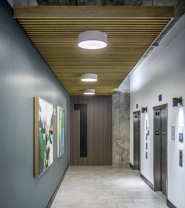 Modern clubhouse elevator access at Union on Broadway Apartments, offering convenience and luxury for residents