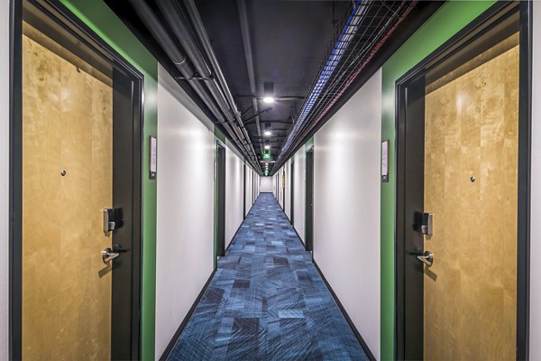 hallway to residences at Union on Broadway Apartments