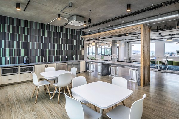 clubhouse kitchen at Union on Broadway Apartments