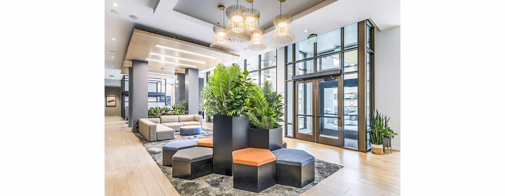 Elegant clubhouse and lobby with modern decor at The Accolade Apartments
