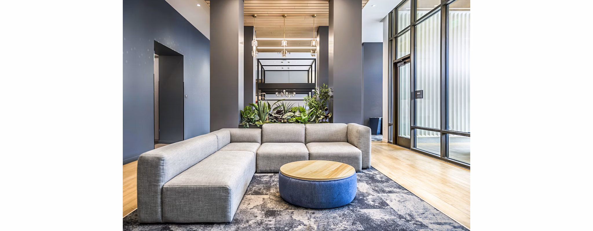 Stylish clubhouse lobby with modern decor at The Accolade Apartments, offering a luxurious living experience in the heart of the city
