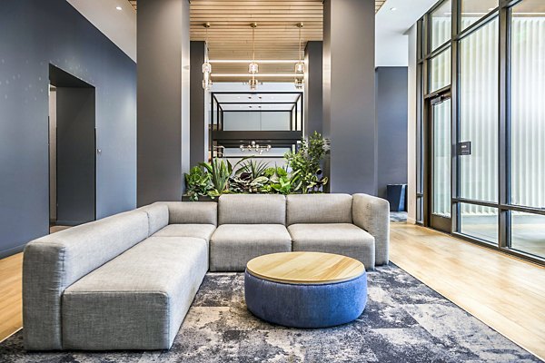 Stylish clubhouse lobby with modern decor at The Accolade Apartments, offering a luxurious living experience in the heart of the city