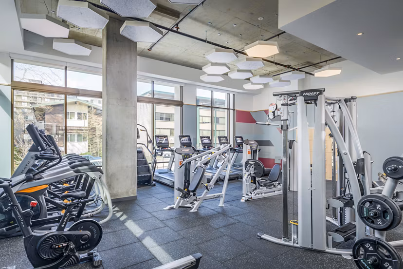 State-of-the-art fitness center with modern equipment at The Accolade Apartments