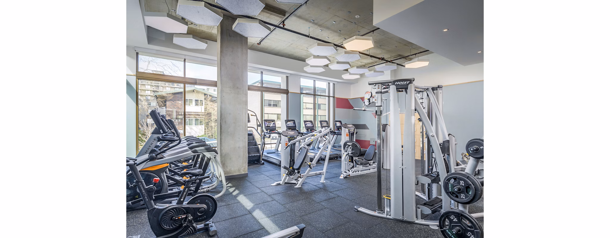 State-of-the-art fitness center with modern equipment at The Accolade Apartments