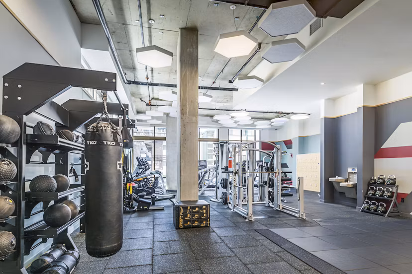 State-of-the-art fitness center with modern equipment at The Accolade Apartments