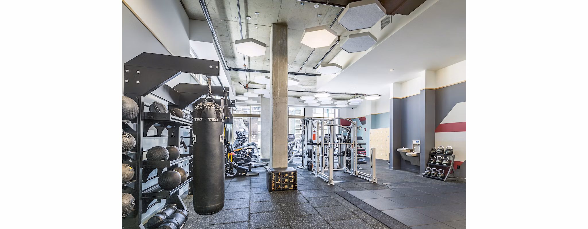 State-of-the-art fitness center with modern equipment at The Accolade Apartments
