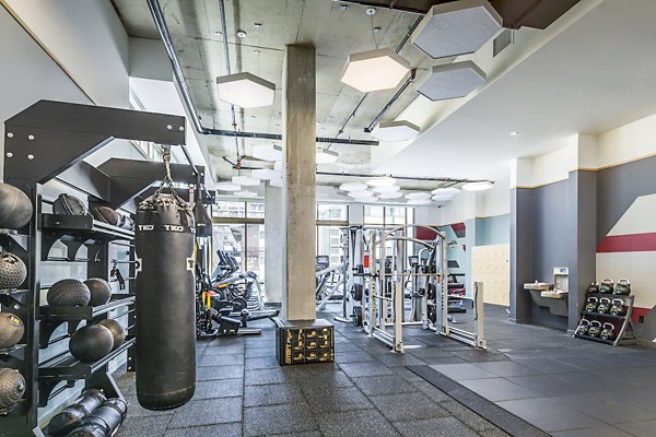 State-of-the-art fitness center with modern equipment at The Accolade Apartments