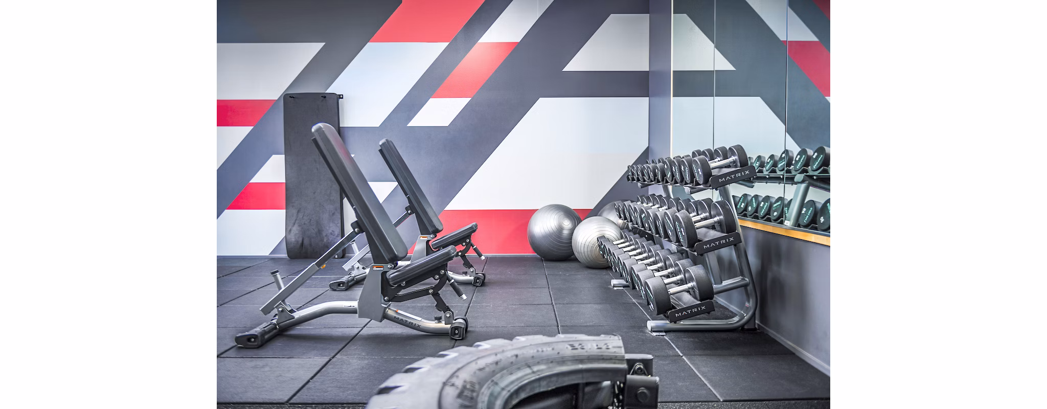 Fitness center featuring modern equipment at The Accolade Apartments