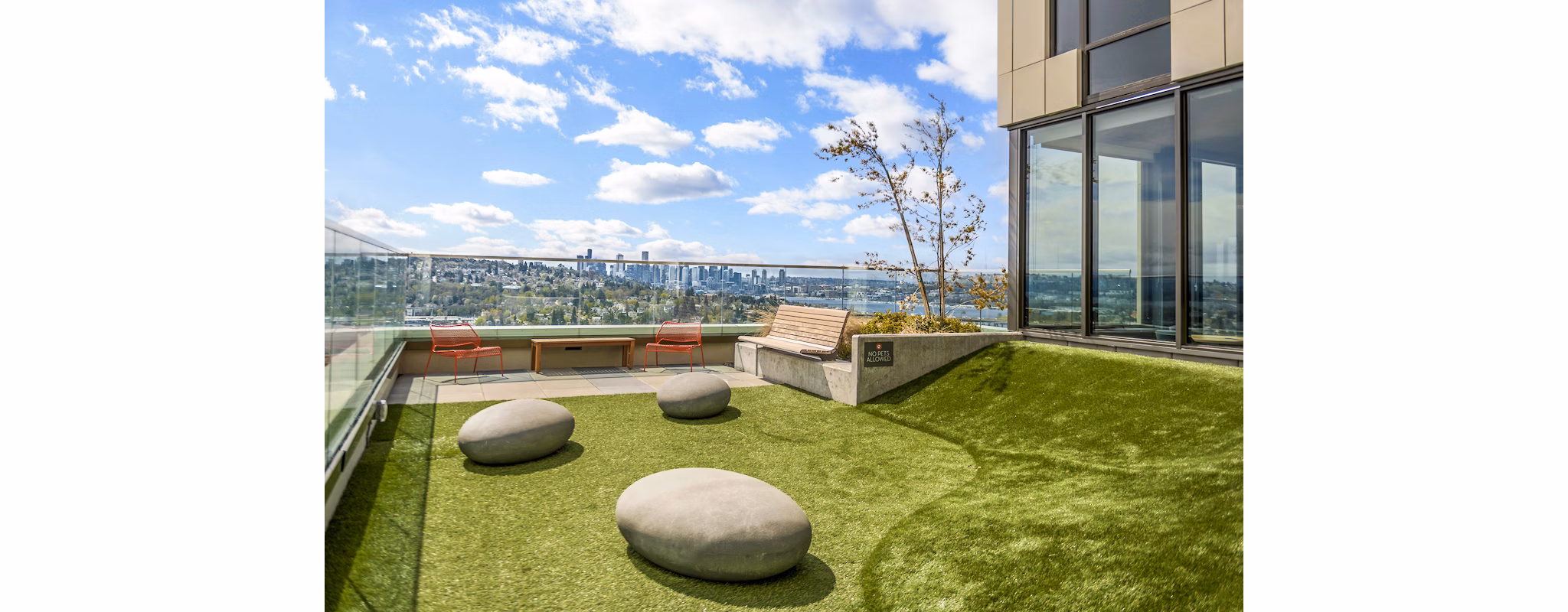 Spacious patio with scenic views at The Accolade Apartments