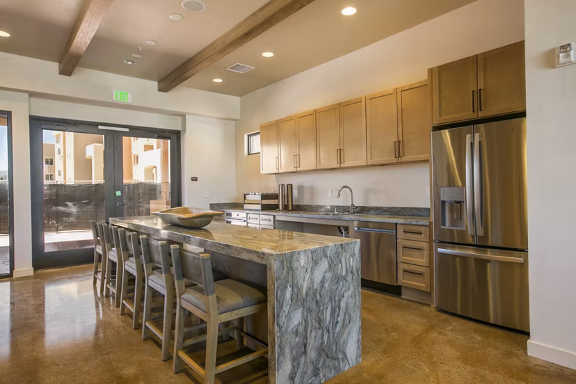 Clubhouse with modern design and cozy seating at South Meadows Apartments, a luxury Greystar community