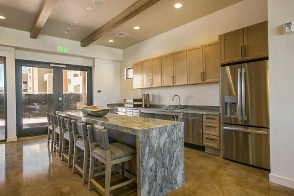 Clubhouse with modern design and cozy seating at South Meadows Apartments, a luxury Greystar community