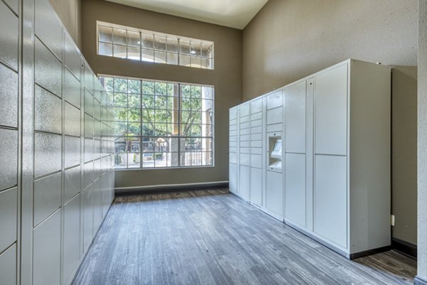 Mail room with secure package lockers at Preston Peak Apartments