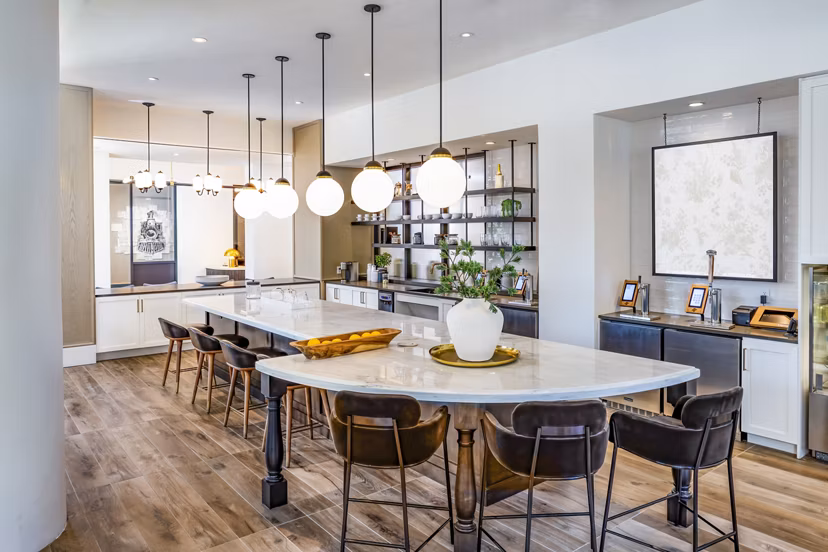 Harlowe Apartments: Elegant clubhouse with modern design and luxury amenities in a stylish community setting