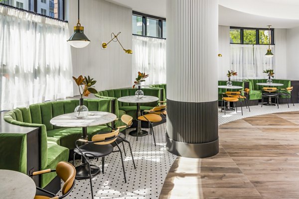 Clubhouse featuring modern design elements at Harlowe Apartments