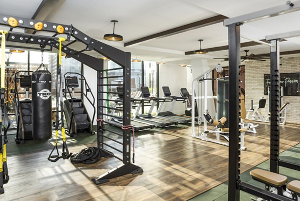 State-of-the-art fitness center with modern equipment at Harlowe Apartments luxury living in prime location