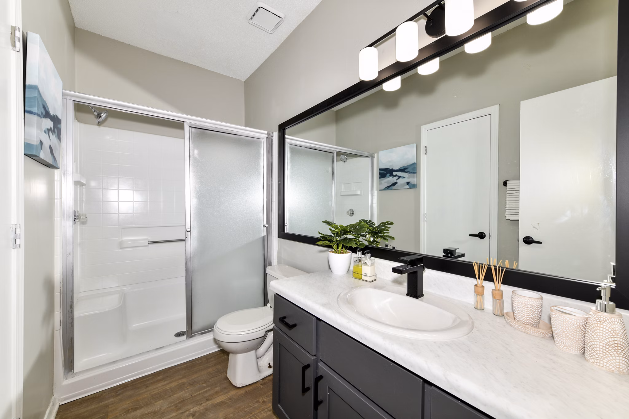 Stylish bathroom with modern fixtures at Avana Dunwoody Apartments