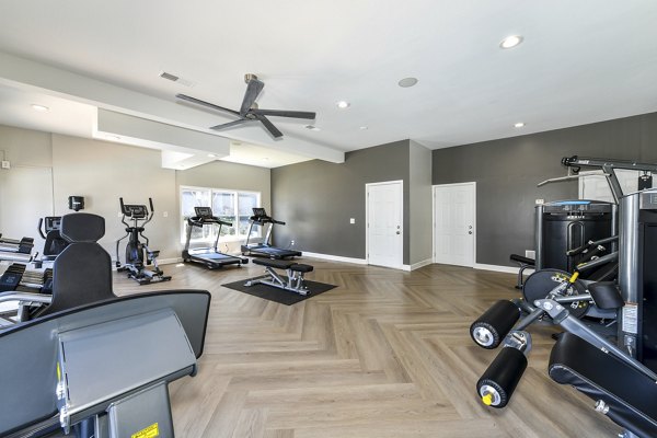 State-of-the-art fitness center with modern equipment at Avana Dunwoody Apartments, offering a luxury workout experience
