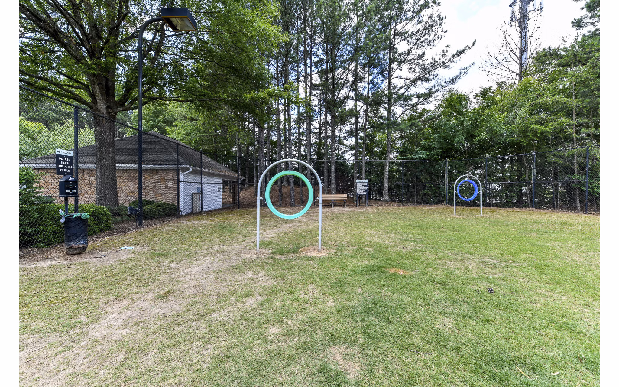 Expansive dog park with agility equipment at Avana Twenty9 Apartments